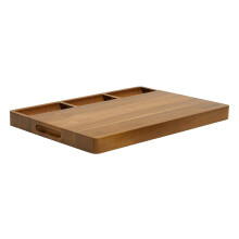 Viking Culinary Reversible Butcher Block Prep and Carving Board  20 Inch  Includes 3 Built-In Compartments & Juice Groove  Crafted from Acacia Wood
