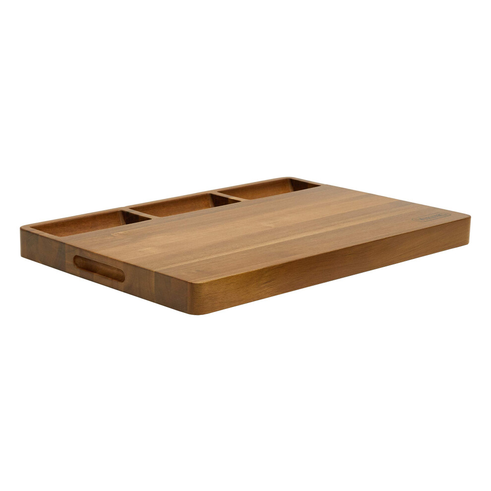Viking Culinary Reversible Butcher Block Prep and Carving Board  20 Inch  Includes 3 Built-In Compartments & Juice Groove  Crafted from Acacia Wood