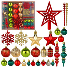 Christmas Tree Ornaments 78 Pack Christmas Tree Decorations Red and Green Gold Christmas Ball Shatterproof Hanging Tree Ornament Set Assorted Set with