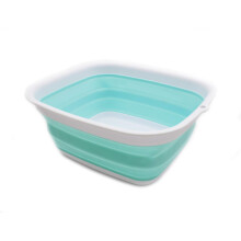 SAMMART 7.7L (2 Gallon) Sammanfallande Badkar - Fällbar Diskbalja - Bärbar Tvättskål (Vit/Grön, S)