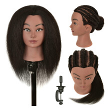 RIHANNAHAIR Schaufensterpuppenkopf aus 100 % echtem Echthaar mit Stnder, bungspuppe fr Kosmetikpuppen, bungskopf fr Friseurbungen, Flechten, St