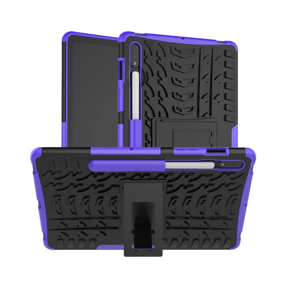 (, Tab S7 Fe 12.4Inch) Dual Layer Armor Shockproof Rugged Case For Samsun Purple 967854414226