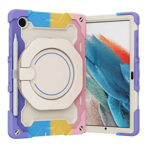 (Rainbow Blue, Tab A9 Plus 11 inch) Heavy Duty Ring Case For Samsung Galaxy Tab A9 Plu 1