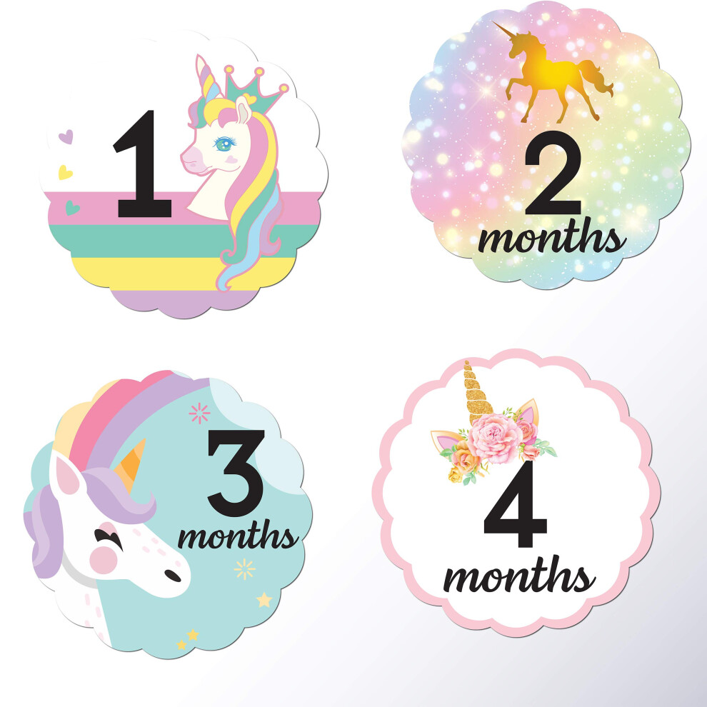 24 Pack Baby Month Stickers and Milestone Stickers by Kenco - Track Your Baby's First Year Month-by-Month and Holidays! Boys and Girls' Available (Gir