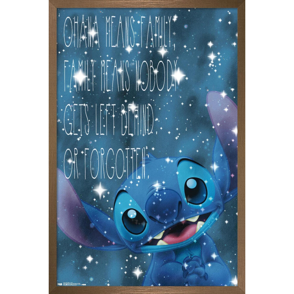 Affiche murale Disney Lilo et Stitch - Ohana, 37,7 x 57,1 cm, cadre en bronze