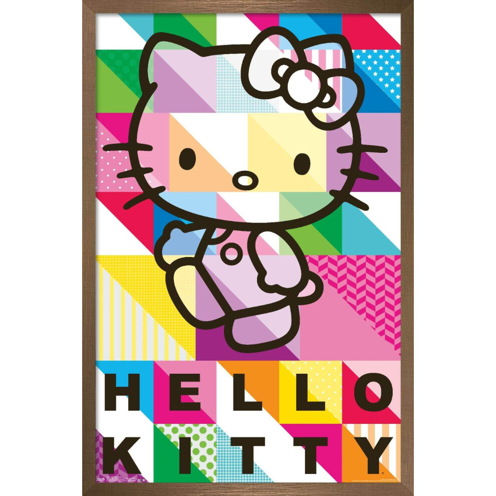 Affiche murale Hello Kitty - Motifs - Tendances International - 37,7 x 57,1 cm - Cadre en bronze