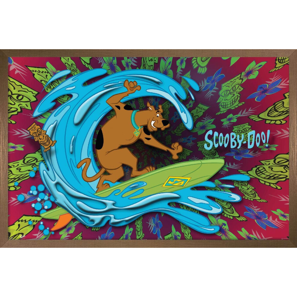 Affiche murale Surf Scooby-Doo de Trends International, 37,7 x 57,1 cm, cadre bronze