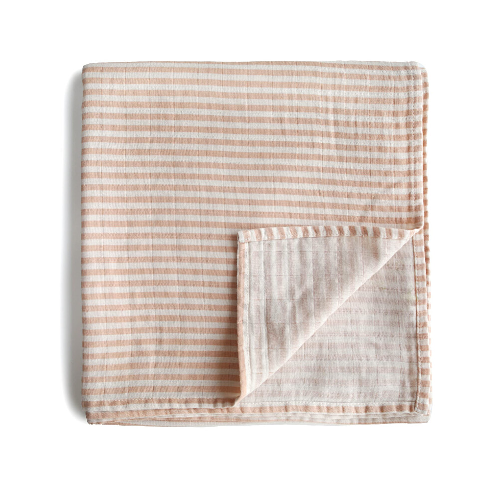 Couverture d'emmaillotage en mousseline Mushie | 100 % coton biologique (rayures naturelles)