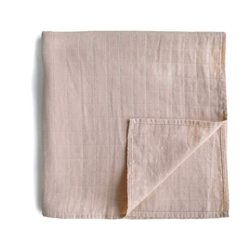 Couverture d'emmaillotage en mousseline Mushie | 100 % coton biologique (Blush)