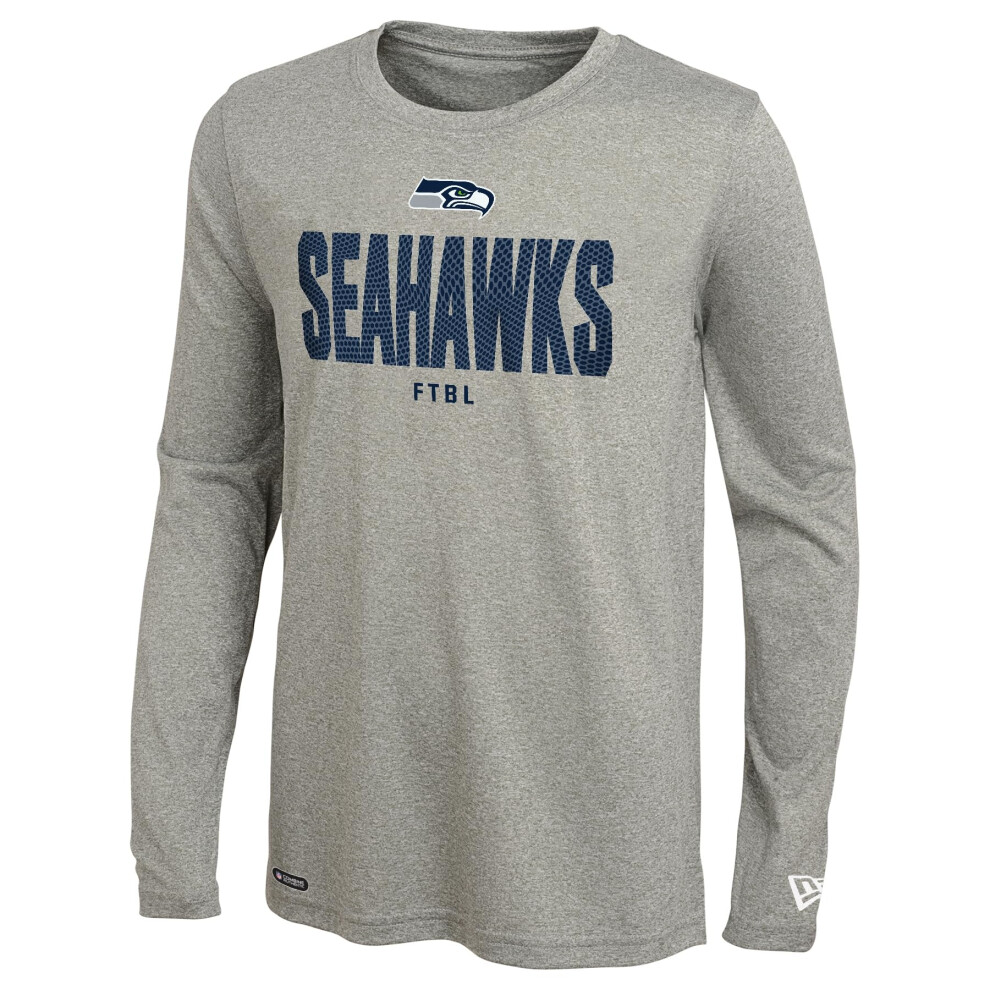 New Era NFL Men's Grids Grey Long Sleeve Lightweight Tee  Seattle Seahawks  X-Large
