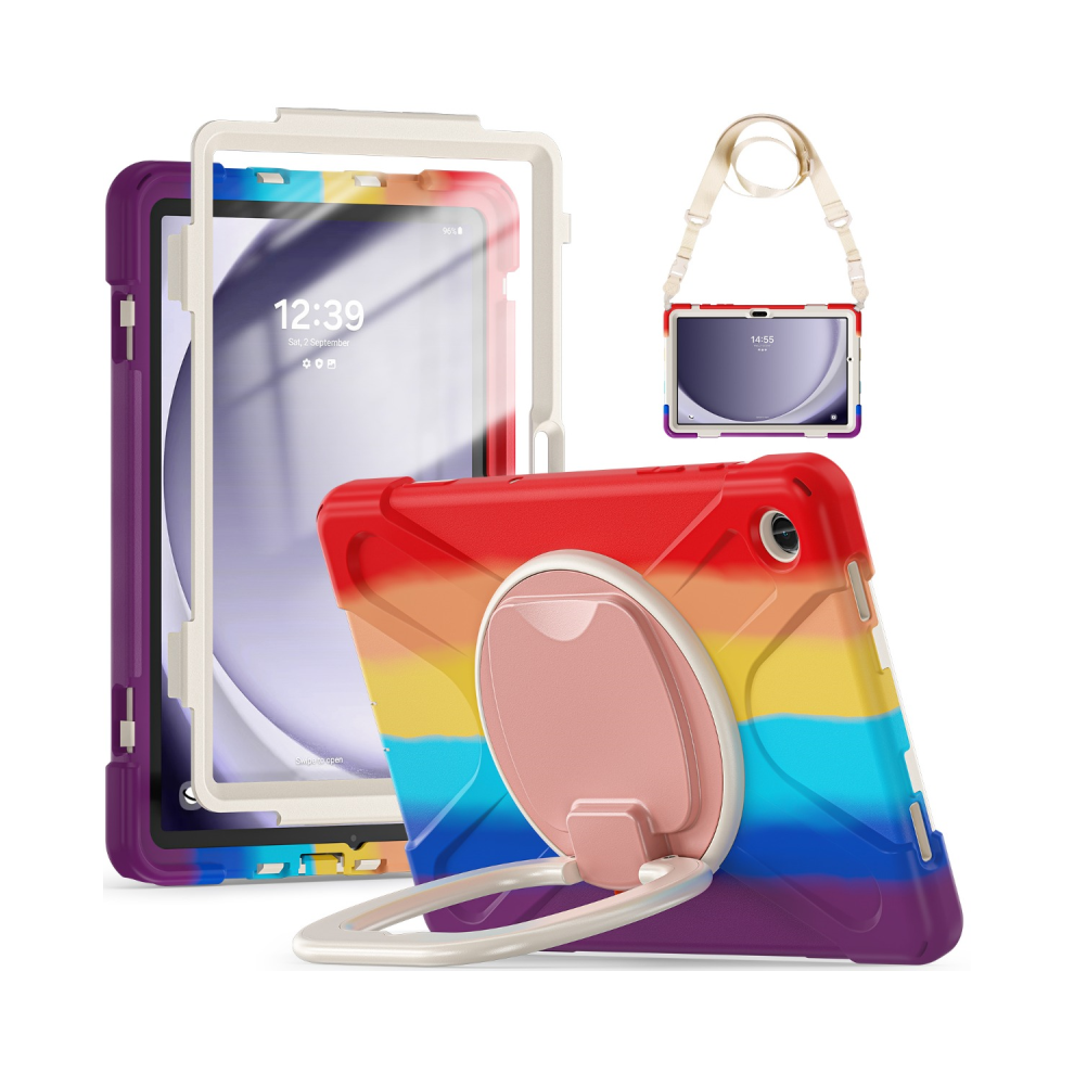 (Colorful S7 Fe 2021 T730) 360 Rotation Case For Samsung Galaxy Tab S9 Fe Plu Red 967854418927