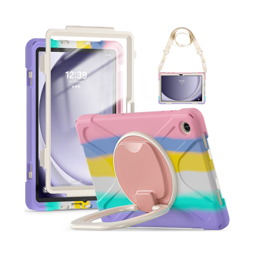 (Colorful S7 Fe 2021 T730) 360 Rotation Case For Samsung Galaxy Tab S9 Fe Plu Pink 967854419030