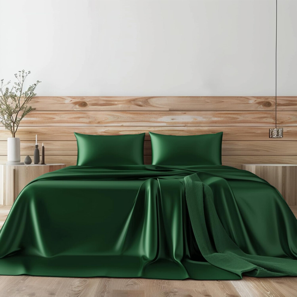 Parure de lit Candoury en satin 4 pi   ces, parure de lit soyeuse, king size, taie d'oreiller douce et durable, drap plat et drap-housse, parure de