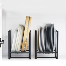 MINGFANITY 2PCS Plate Holders Organizer Metal Dish Storage Dying Display Rack for Cabinet Counter and Cupboard - Black