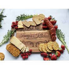 Brugerdefineret indgraveret tr?sk?rebord Charcuterie Cheese Board Personaliseret med brugerdefineret tekst eller besked Acacia Wood (10 x 14)