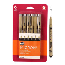 Sakura Pigma Micron Fineliner Pens - Archival Black Ink Pennor - Pennor fr att skriva ritning eller journalfring - olika punktstorlekar - 6 Pac