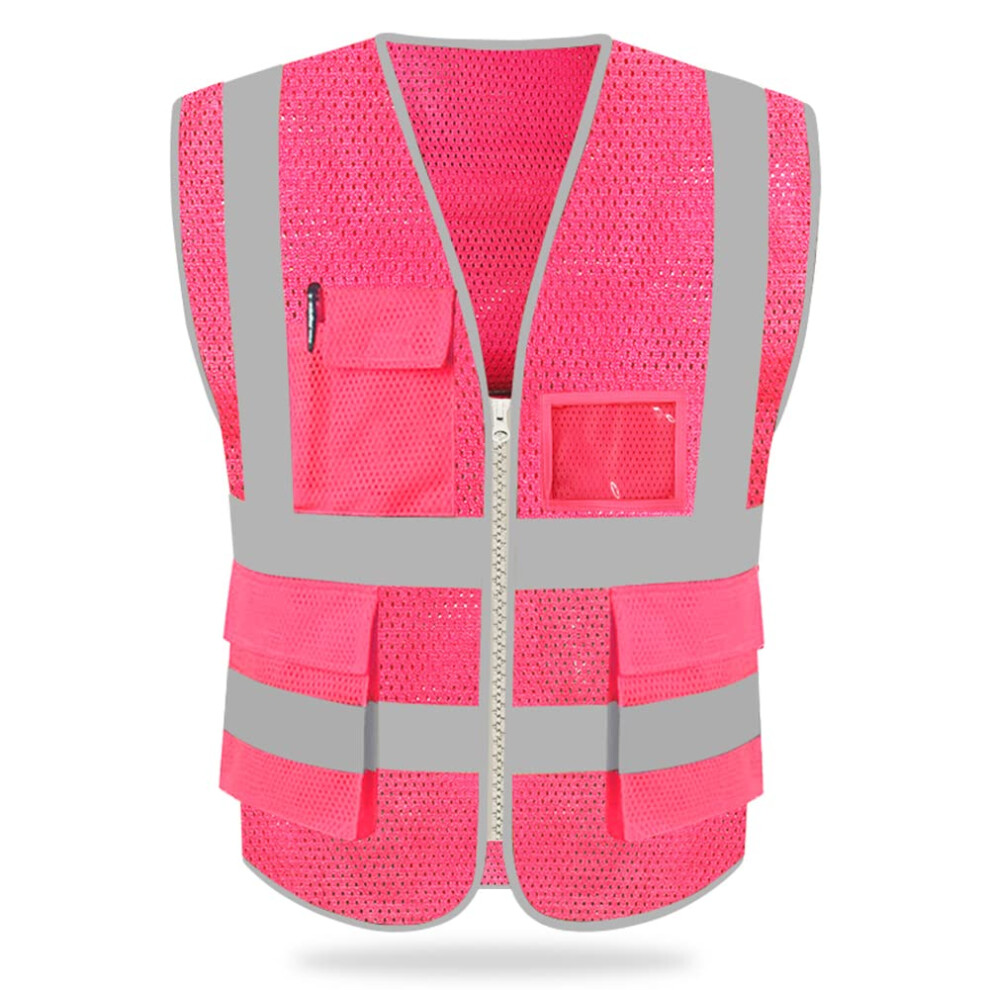 Hycoprot High Visibility Mesh Safety Reflective Vest With Pockets And Zipper Meets Ansi/Isea Standards 727277765110