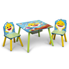 Delta kinderen kindertafelopberger (inclusief 2 stoelen) - Ideaal voor kunst en handwerk tussendoortjes, thuisonderwijs, huiswerk en meer Baby Shark