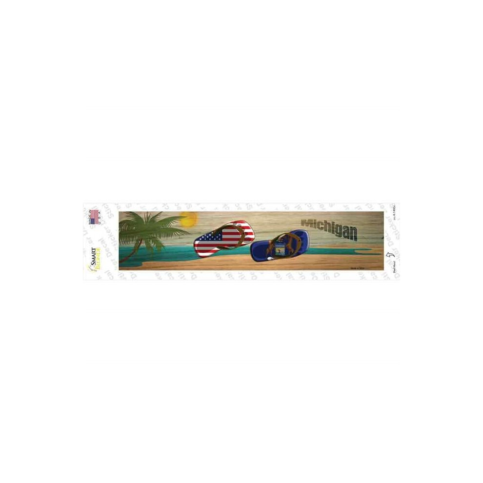 Smart Blonde K-1495S-M Michigan & Us Flag Novelty Narrow Sticker Decal - Medium 792636316180