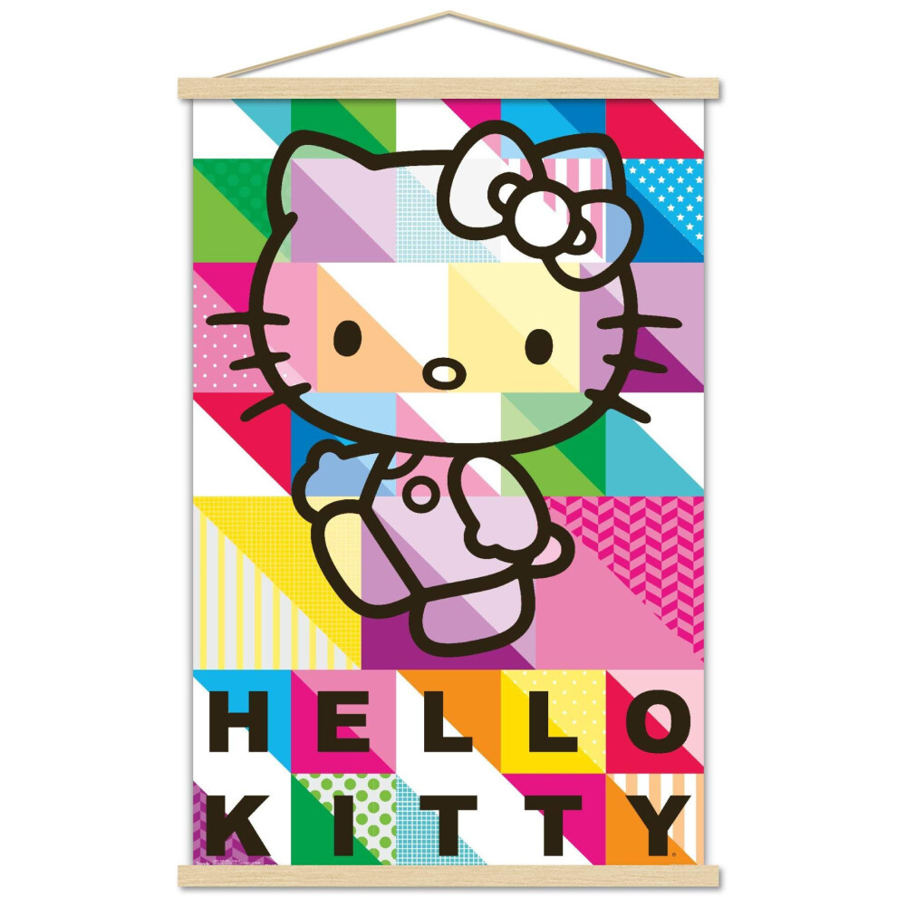 Trends International Hello Kitty - Affiche murale     motifs 22,375"""" x 34"""" Impression premium et ensemble de suspension en bois de h   tre