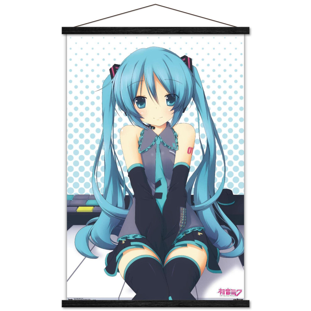 Trends International Hatsune Miku - Affiche murale Keys 22,375"""" x 34"""" Impression premium et ensemble de cintres noirs
