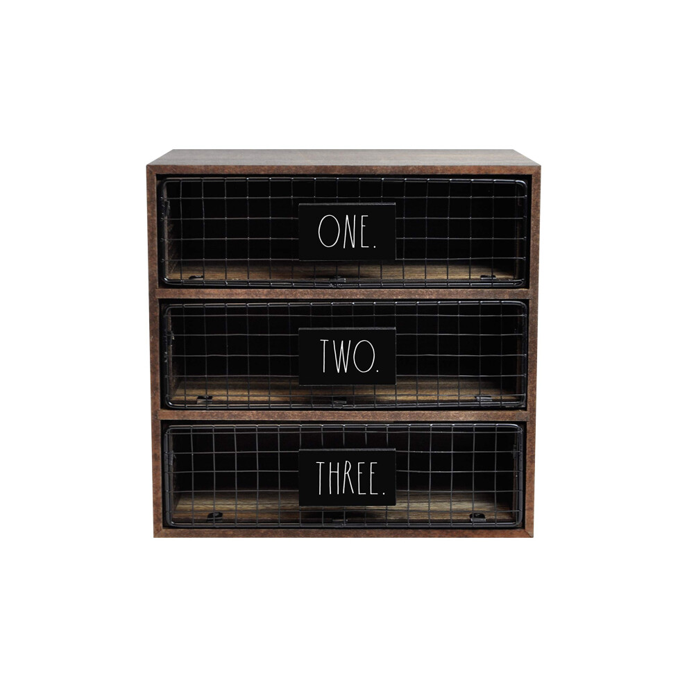Rae Dunn Desktop Organizer - Light Wood 3 Drawer Mail  Stationary and Letter Holder for Table Top - Chic  Stylish Craftsmanship - Rustic  Country  Far-image-OPC-PFNF8C8-NEW
