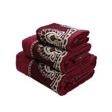 Marina Decoration Premium Lyx Inredning Ultra Mjuk 100 % Bomull Skir Spets Badrum Modernt 3-delat handduksset Vinrd frg