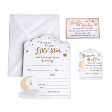 Lillian Rose Twinkle Little Star Theme Baby Shower Invitation Set White