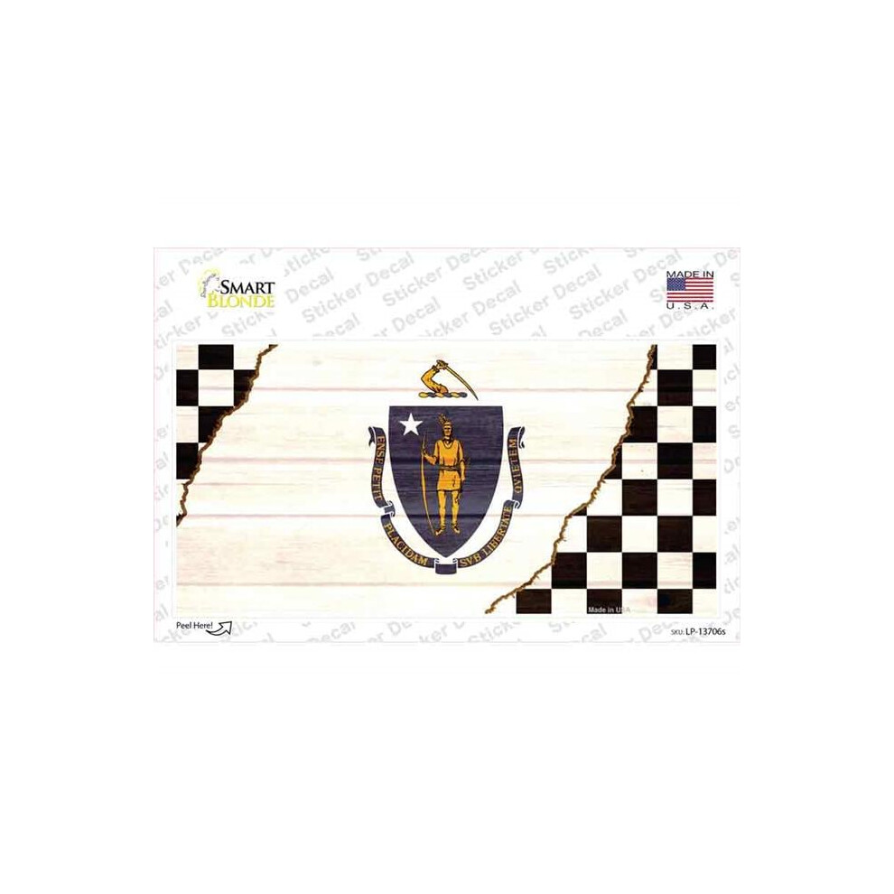 Smart Blonde Lp-13706S-M Massachusetts Racing Flag Novelty Sticker Decal - Medium 792636318368