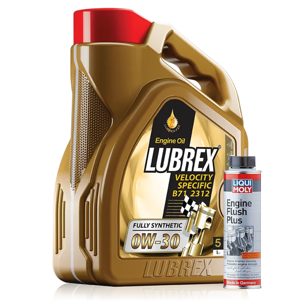 Lubrex 0W-30 Fully Synthetic Engine Oil Acea C2 - 5L + Engine Flush 5056820523026