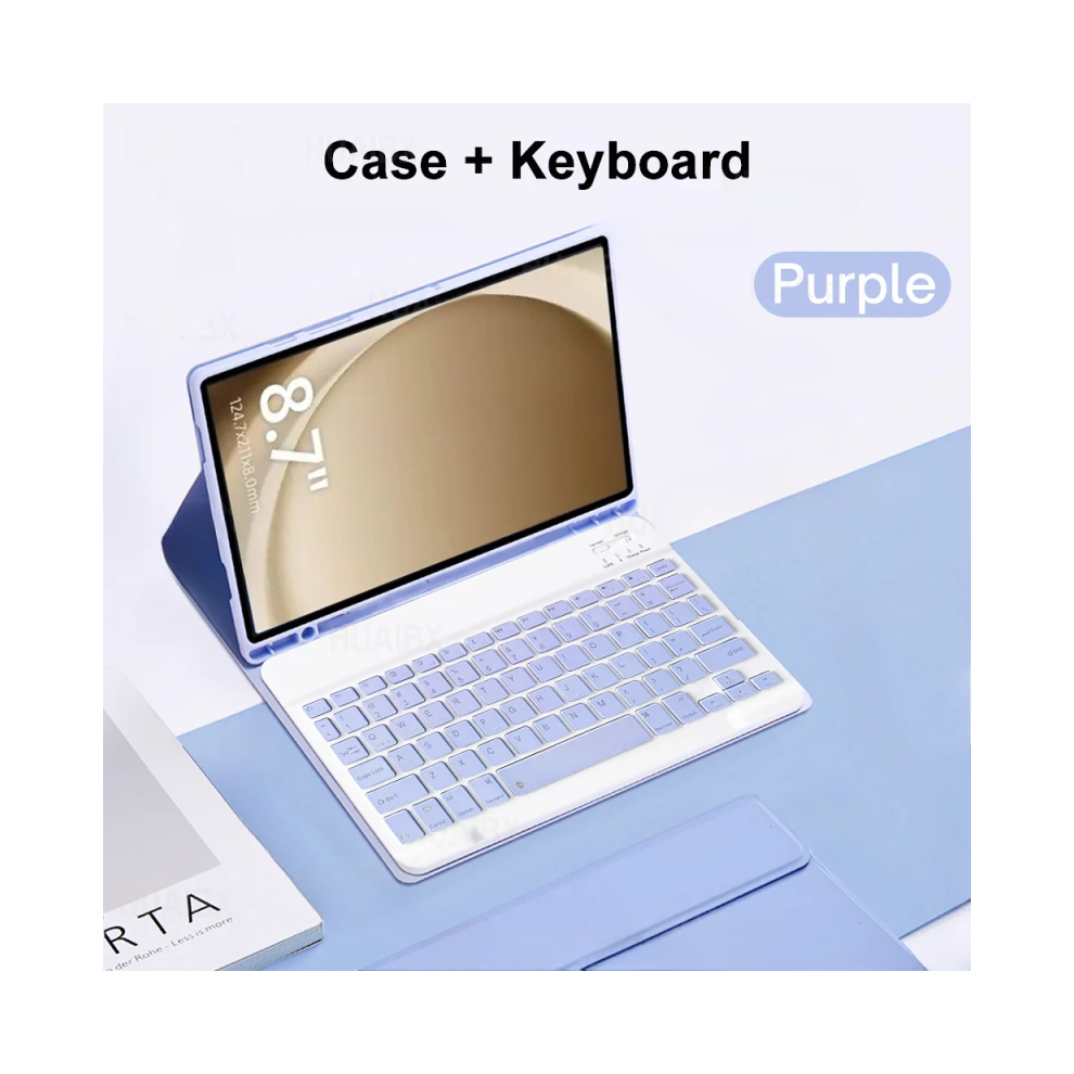 ( A, English Keyboard) For Samsung Galaxy Tab A9 8.7 Inch Case, Keyboard Purple 967854429732