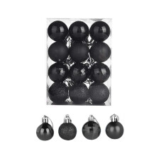 Christmas Ball Baubles Assorted Pendant Shatterproof Ball Ornament Set Seasonal Holiday Wedding Party Decorations(24 pcs 4 cm) (Black)