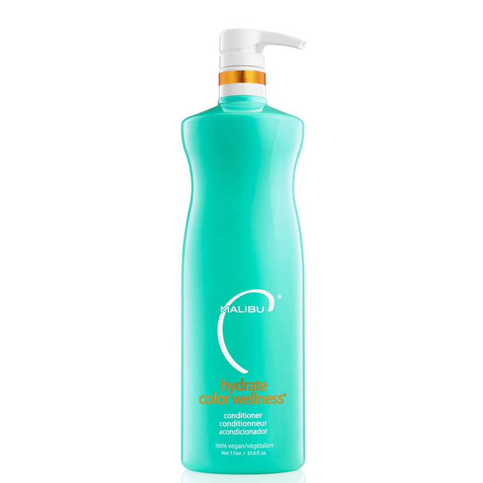 Malibu Hair Care Malibu C Hydrate Color Wellness Conditioner (33.8 Oz) - Moisturizing Color Safe Conditioner For Vibrant Hair - Formulated To Preserve + Protect Hair
