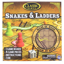 TCG Games Classic Snakes and Ladders Wooden Game Board Brown (1066)