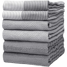 Premiumkkshanddukar (20 x 28 6 Pack) Stor bomullsrtt Flat & Terry Handduk mycket absorberande handdukar med hngande slinga gr