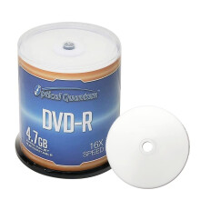 Dischi DVD-R stampabili vuoti Optical Quantum DVD-R 4,7 GB 16X bianchi con hub per getto d'inchiostro - Confezione da 100 (FFP) 100 dischi Dischi