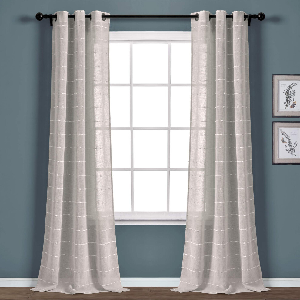 Фото - Штори й тюлі Svie a v zdoba Lush Decor Farmhouse Teksturowy przelotek panelu zaslon okiennych 38 """" W x 84 """" L Grey 16T004770