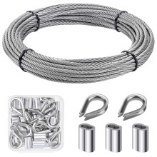 HELIFOUNER Zestawy poreczy kablowych 1/8"" lina ze stali nierdzewnej 33 stopy z 50 szt. aluminiowych tulejek zaciskowych i 12 szt. nausznikw ze stali