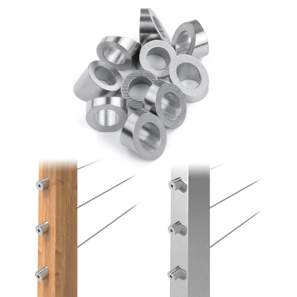 Muzata 10 Pezzi Rondelle Smussate Angolari In Acciaio Inossidabile 25 30 35 Gradi Id 13/32'' Per Kit Ringhiera In Cavo Ringhiera Per Scale Ringhi-image
