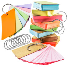 MotBach 400 PCS vrilliset tyhjt Flash Card -arkistokortit, joissa on sidontarenkaat 8-vrinen Easy Flip Flash Card -opintomuistikortti, joka sopii