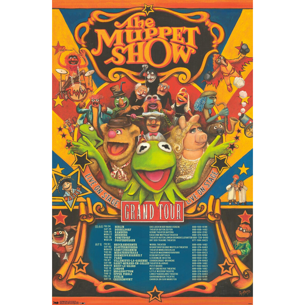 Affiche murale Disney Les Muppets : Most Wanted - Grand Tour, 37,7 x 57,1 cm, version premium sans cadre
