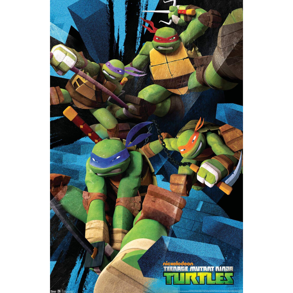 Trends International Nickelodeon Teenage Mutant Ninja Turtles - Affiche murale Attack 14,725"""" x 22,375"""" Version premium sans cadre