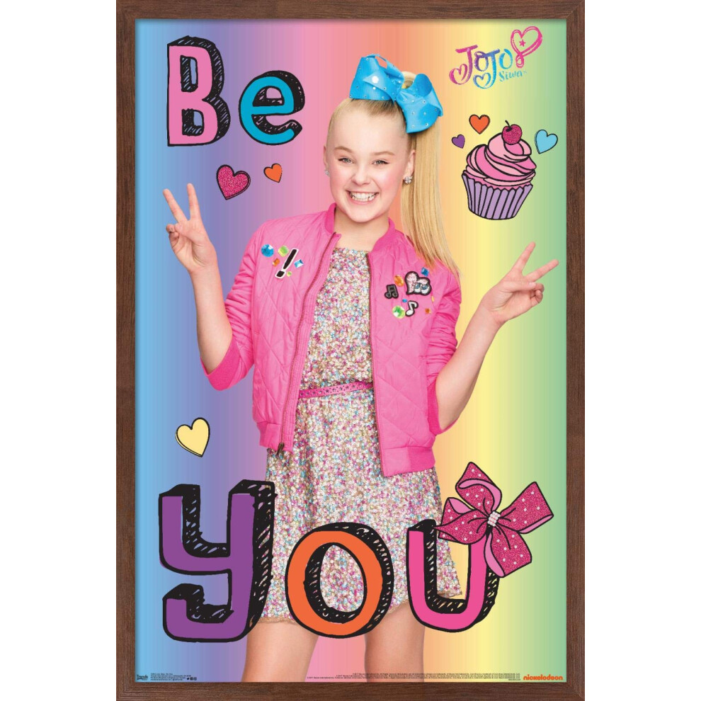 Affiche murale Trends International JoJo Siwa - Be You 14,725"""""""" x 22,375"""""""" Version encadr   e en acajou