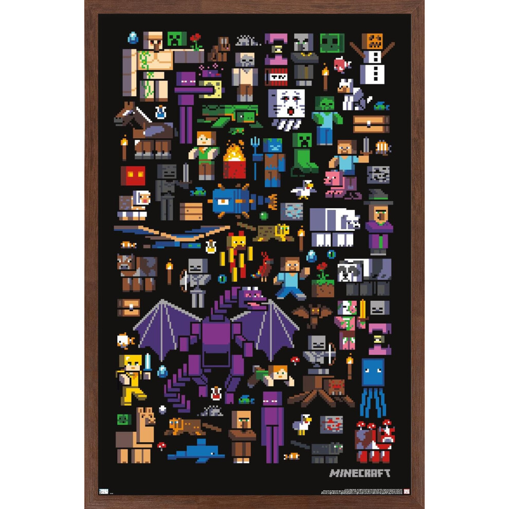 Trends International Minecraft ? Mobbery Wandposter, 14.725 X 22.375 Zoll, Mahagoni, Gerahmte Version-image