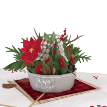 Lovepop Vinterpapper Blomkorg Pop Up Card 5x7-3D Gratulationskort Pop Up Julkort Barn Julkort 3D Julkort Vinterkort
