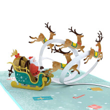 Lovepop Santa Sleigh Pop Up Card 5x7-3D Gratulationskort Pop Up Julkort Barn Julkort 3D Julkort Vinterkort