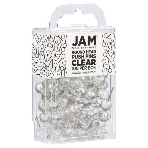 Jampapir Farverige push -stifter - Round Head Map Thumb Tacks - Clear Pushpins - 100/Pack 1