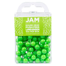 JAM PAPIR Farverige trykkn?le - Rundt hoved kort tommelfingerstifter - Limegr?nne Pushpins - 100/Pak