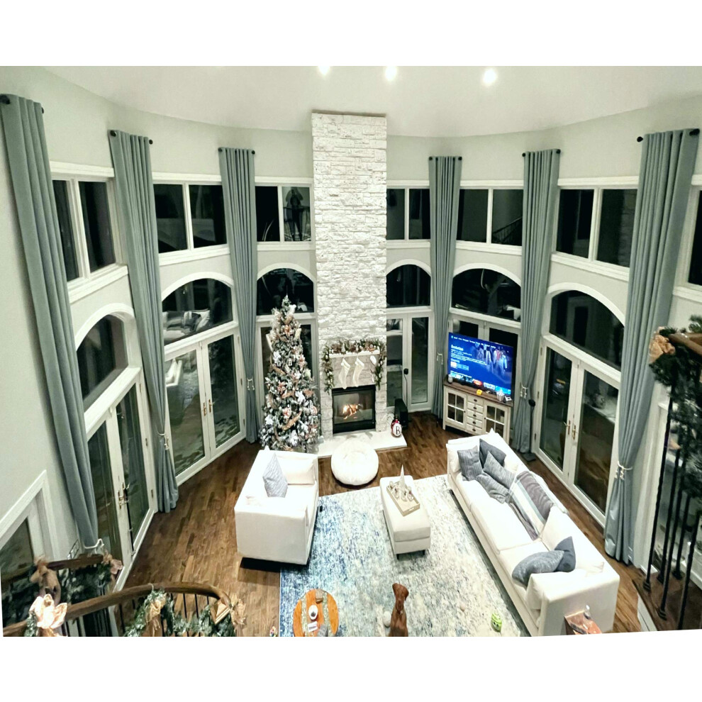 Ikiriska 100% blackout extra long linen curtain (1 panel). Thick thermal insulated fabric. Off white beige cream gray Custom made 12-24 feet length 2-image-OPC-PFNQD8P-NEW