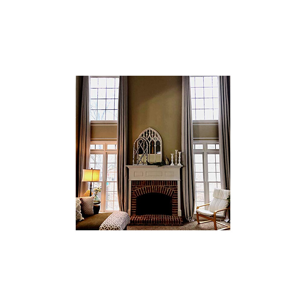 Ikiriska 100% blackout extra long linen curtain (1 panel). Thick thermal insulated fabric. Off white beige cream gray Custom made 12-24 feet length 2-image-OPC-PFNQDCJ-NEW